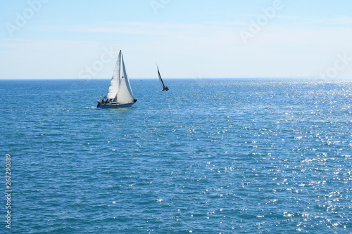 Sail boat in mediterranean sea, Palavas les Flots,  France