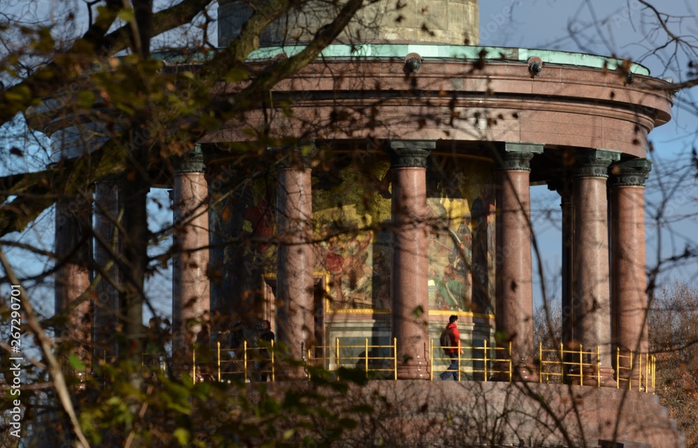 Victory Column, (Siegessäule) in Great Tiergarten at the big star in Berlin Mitte in beautiful golden evening light from November 28, 2016, Germany