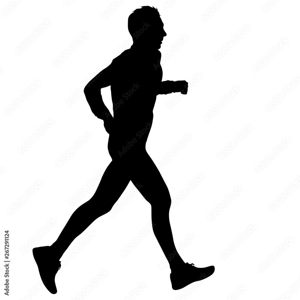 Black Silhouettes Runners sprint men on white background Black Silhouettes Runners sprint men on white background