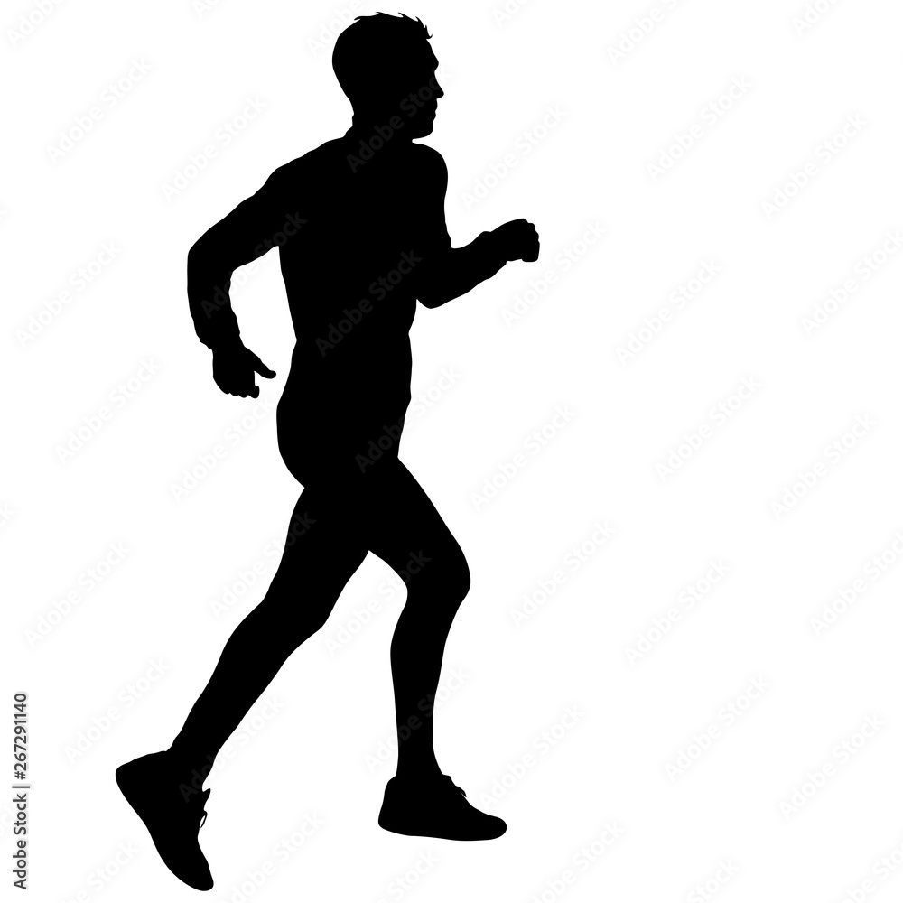 Black Silhouettes Runners sprint men on white background Black Silhouettes Runners sprint men on white background
