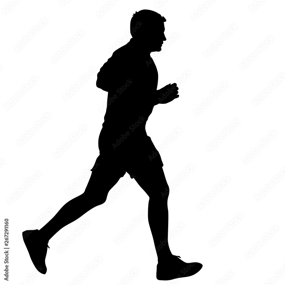 Obraz premium Black Silhouettes Runners sprint men on white background