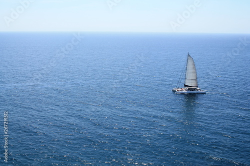 Sail boat in mediterranean sea, Tossa de Mar, Costa Brava, Spain © Picturereflex