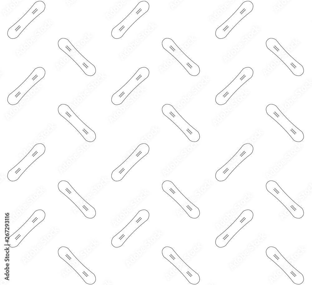 vector seamless snow board black contour line deck pattern isolated on white vector seamless snow board black contour line deck pattern isolated on white