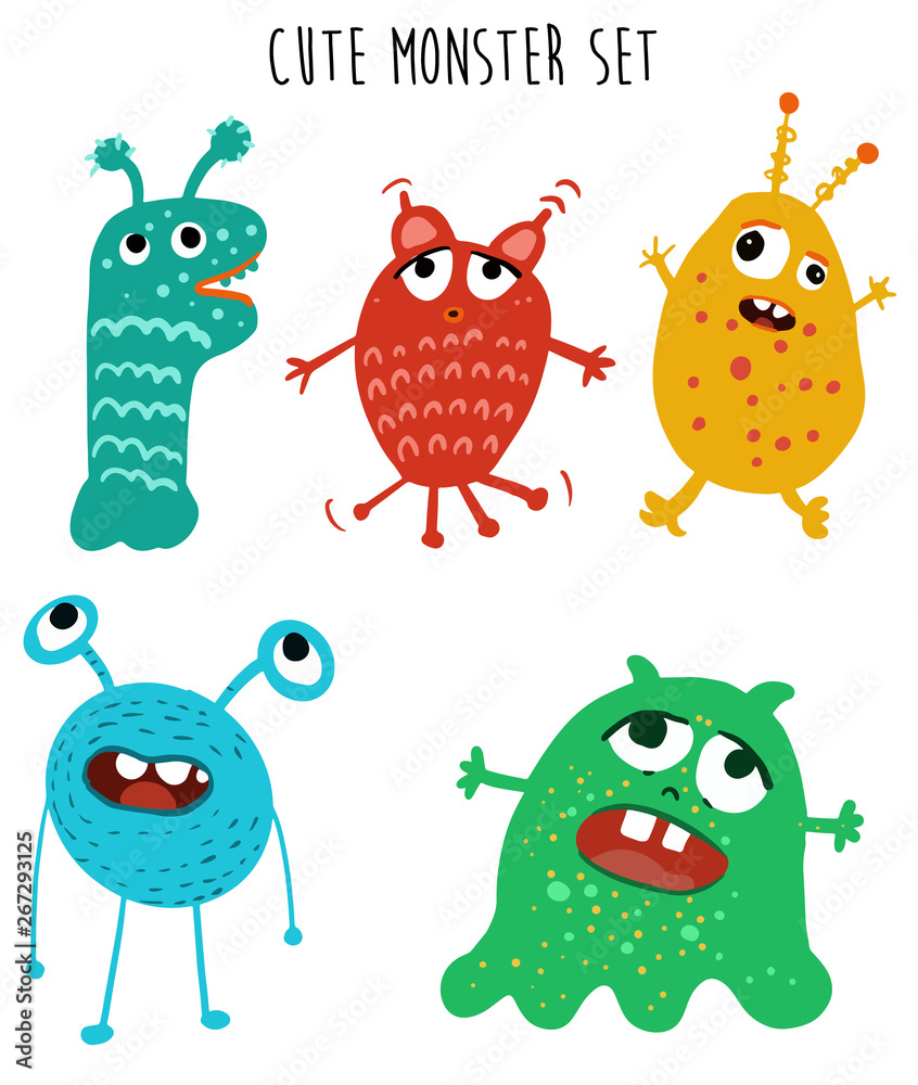 Cute monster alien set vector design Cute monster alien set vector design