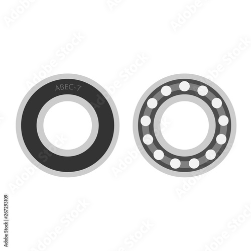 wheel roller skate cartoon flat vector bearing isolated on white