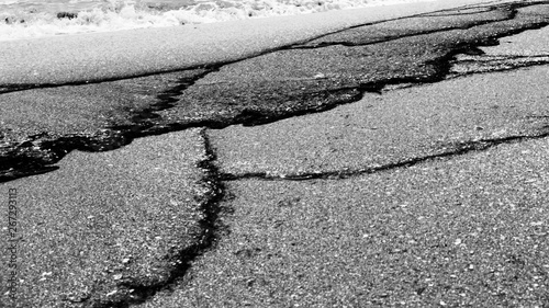 Black and white sand on the beach structure