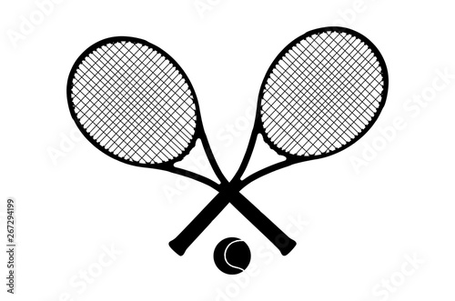 Photo tennis racket and ball isolated on white background