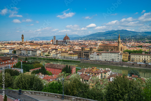 Panoramic view of Florence from Piazzale Michelangelo in april © Buebelina
