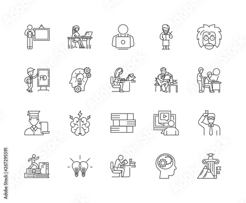 Adult education line icons, linear signs, vector set, outline concept illustration