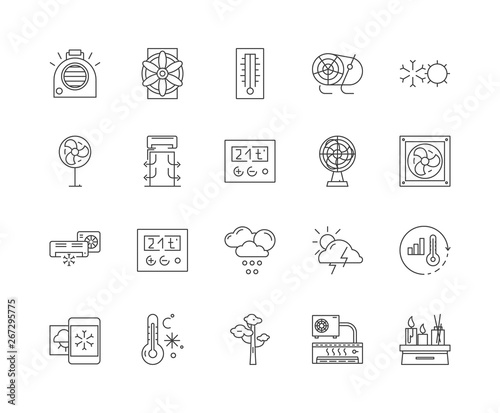 Air conditioner line icons, linear signs, vector set, outline concept illustration