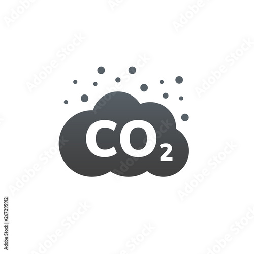CO2 emissions vector icon. Carbon gas cloud, dioxide pollution. Global ecology exhaust emission smog concept photo