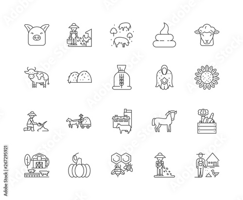 Animal feeds line icons, linear signs, vector set, outline concept illustration