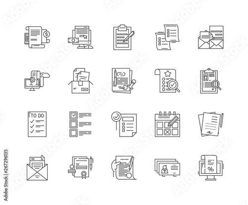 Article line icons, linear signs, vector set, outline concept illustration
