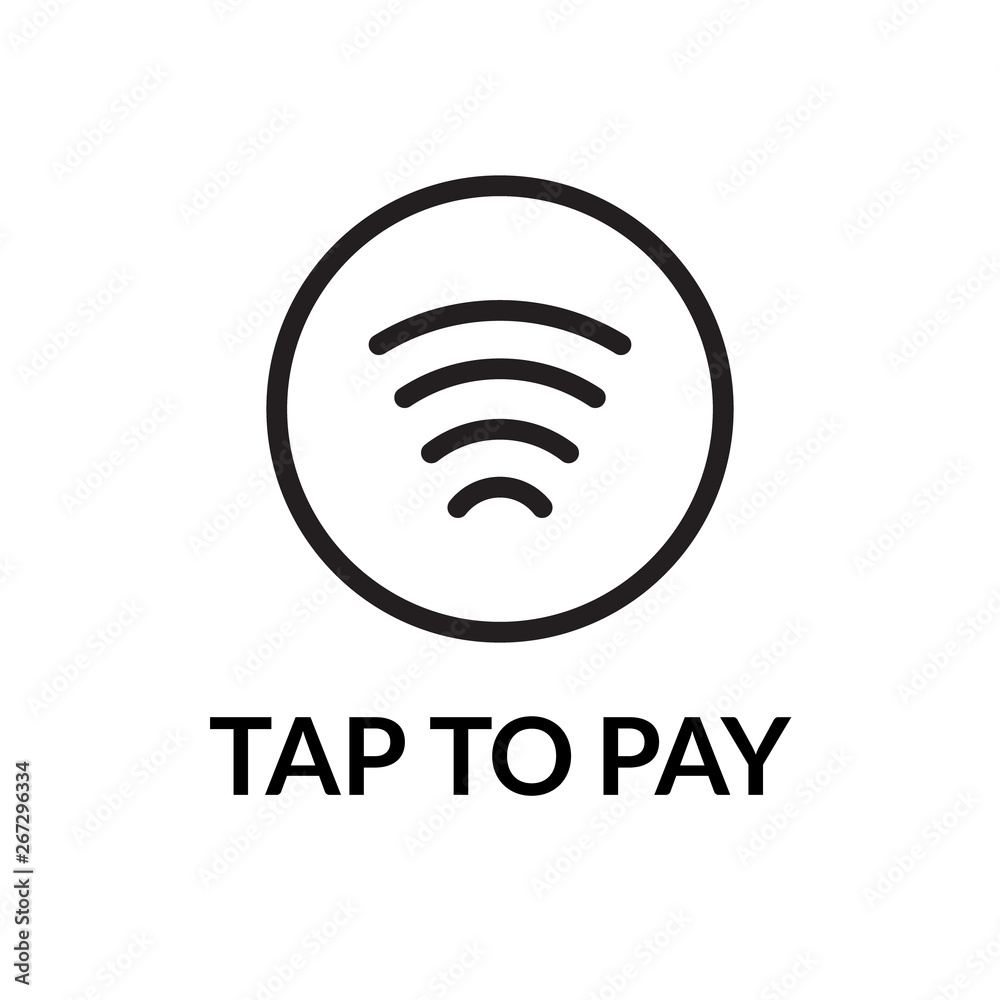 Contactless NFC wireless pay sign logo. Credit card nfc payment vector
