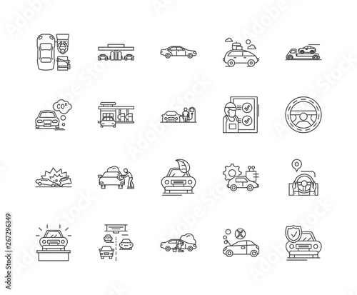 Auto leasing line icons, linear signs, vector set, outline concept illustration