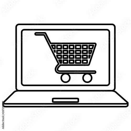 laptop computer with shopping cart