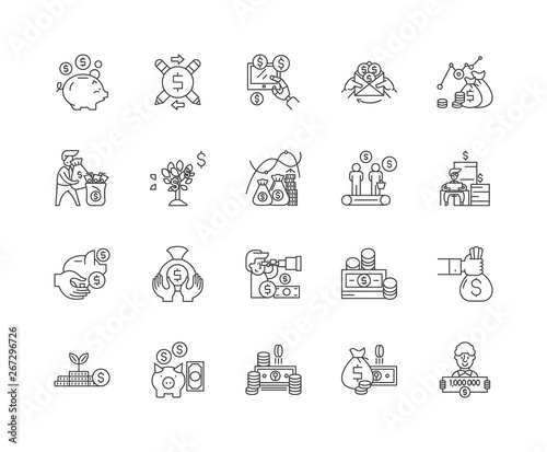 Benefits line icons, linear signs, vector set, outline concept illustration
