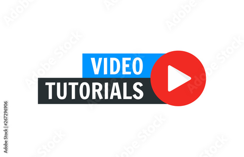 Video tutorial vector icon. Webinar training online video tutorial marketing flat media photo