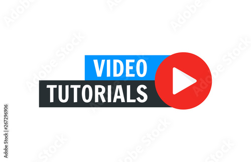 Video tutorial vector icon. Webinar training online video tutorial marketing flat media