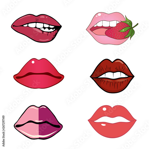 Hand drawn women lips set