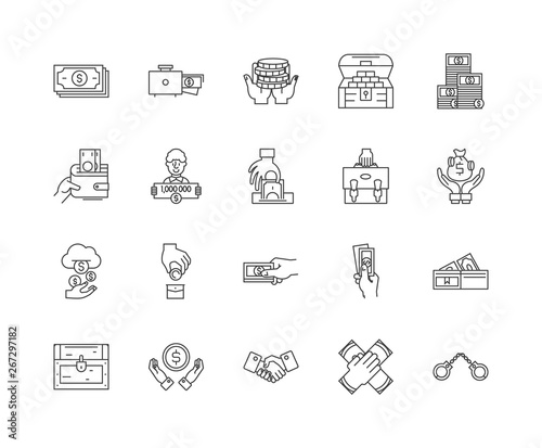 Bribery and corruption line icons, linear signs, vector set, outline concept illustration