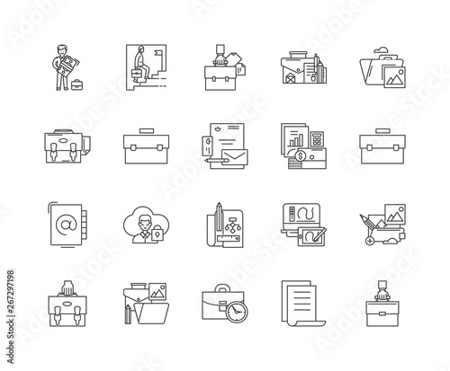 Briefcase line icons, linear signs, vector set, outline concept illustration