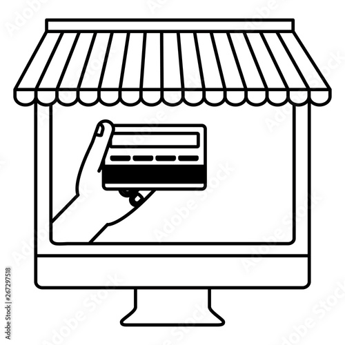 desktop computer with credit card