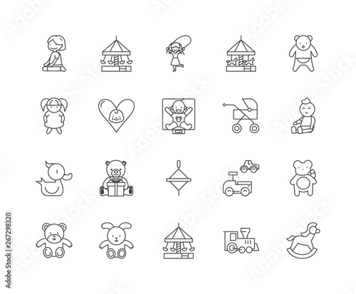 Child daycare line icons, linear signs, vector set, outline concept illustration