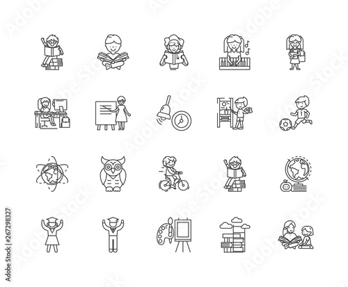 Child development centre line icons, linear signs, vector set, outline concept illustration