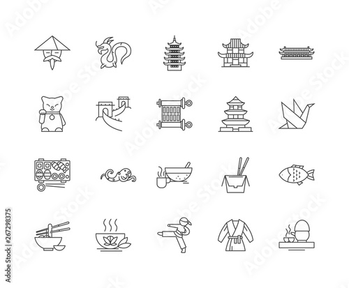 China line icons, linear signs, vector set, outline concept illustration