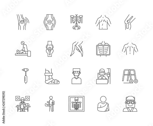 Chiropractor line icons, linear signs, vector set, outline concept illustration