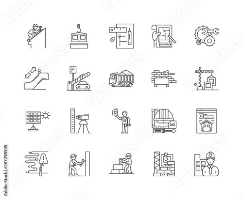 Civil engeneering line icons, linear signs, vector set, outline concept illustration