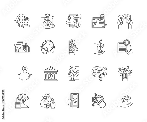 Commodity broker line icons, linear signs, vector set, outline concept illustration