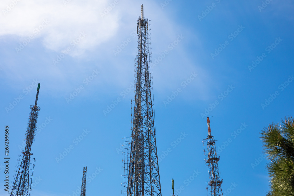 antenna mobile phone towers or base stations on blue sky antenna mobile phone towers or base stations on blue sky
