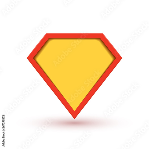 Superhero vector badge logo. Super hero shield man icon symbol of power