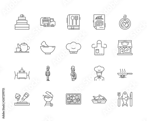 Cooking class line icons, linear signs, vector set, outline concept illustration