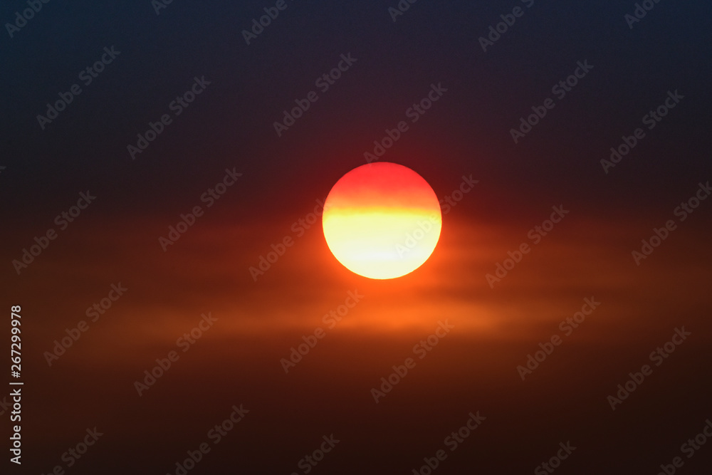 Beautiful orange sun at sunset