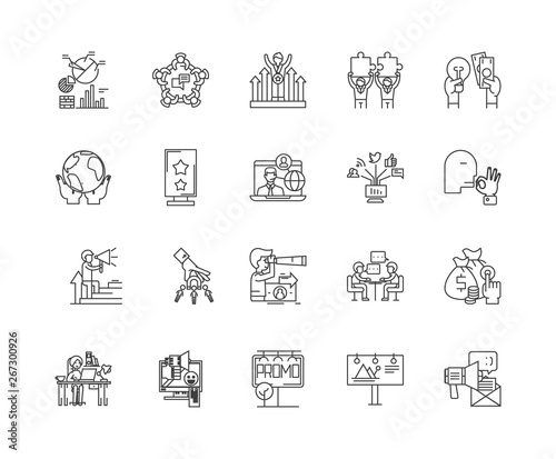 Direct marketing line icons, linear signs, vector set, outline concept illustration