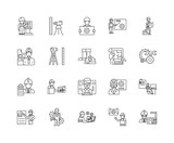 Engineering and surveing services line icons, linear signs, vector set, outline concept illustration