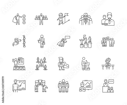 Executive coach line icons, linear signs, vector set, outline concept illustration