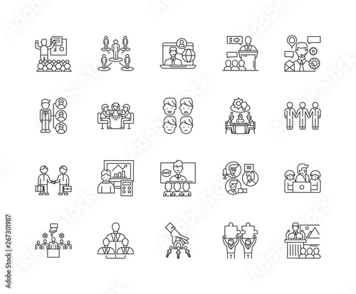 Executive management line icons, linear signs, vector set, outline concept illustration