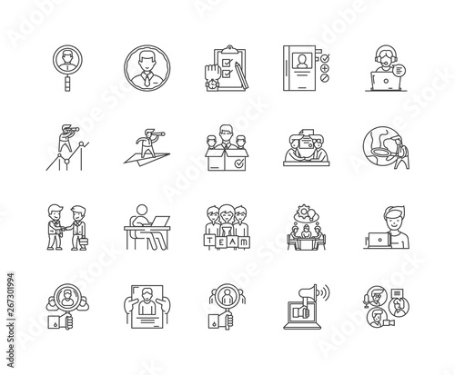 Executive recruiter line icons, linear signs, vector set, outline concept illustration