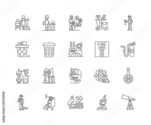 Exterminating & desinfecting services line icons, linear signs, vector set, outline concept illustration