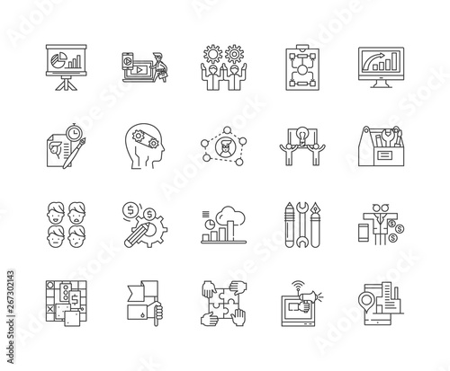 Facilities support line icons, linear signs, vector set, outline concept illustration