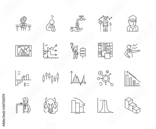 Failure analysis line icons, linear signs, vector set, outline concept illustration