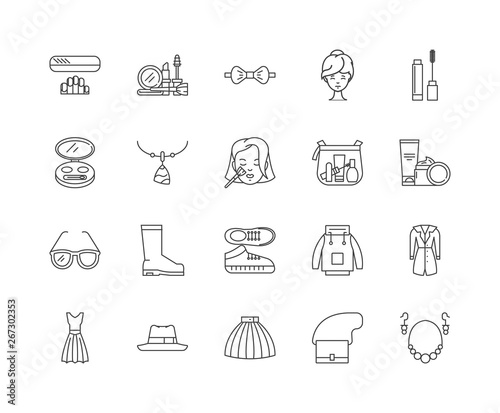 Fashion line icons, linear signs, vector set, outline concept illustration