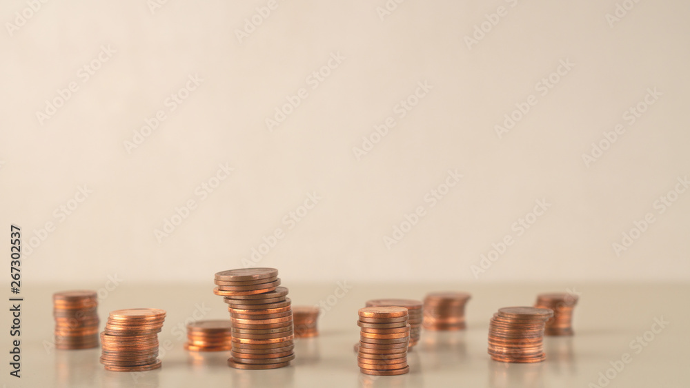 Coin stacks different ups, Risk management business financial and investment, Copy space