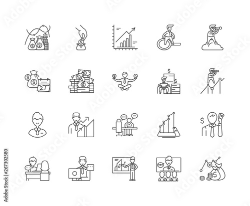 Financial advisor line icons, linear signs, vector set, outline concept illustration