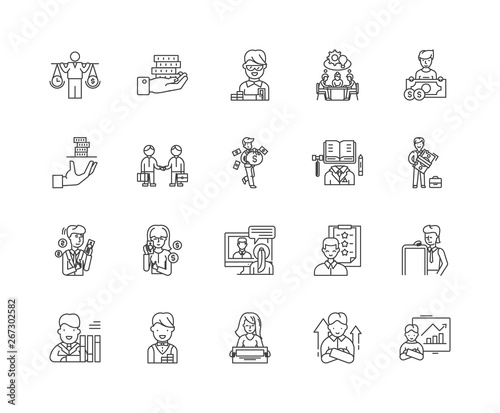 Financial advisors line icons, linear signs, vector set, outline concept illustration
