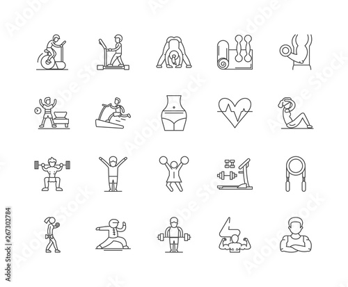 Fitness consultant line icons, linear signs, vector set, outline concept illustration